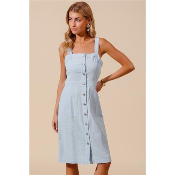 ✨NWT SO ME Button Down Pocket Front Pinafore Dress - Picture 1 of 4